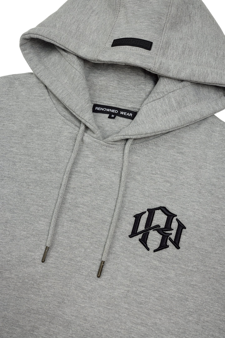 R. W LOGO HOODIE HEATHER GREY by RENOWNED WEAR - HOODIE available at RENOWNED WEAR 