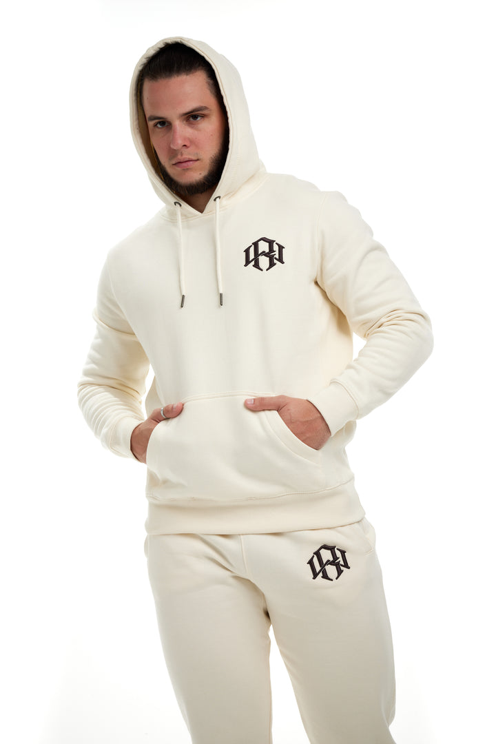 R. W LOGO HOODIE CREAM by RENOWNED WEAR - HOODIE available at RENOWNED WEAR 