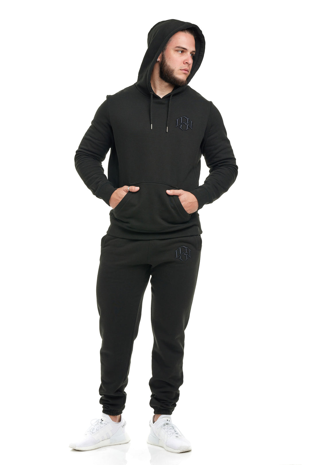 R. W LOGO HOODIE BLACK by RENOWNED WEAR - HOODIE available at RENOWNED WEAR 