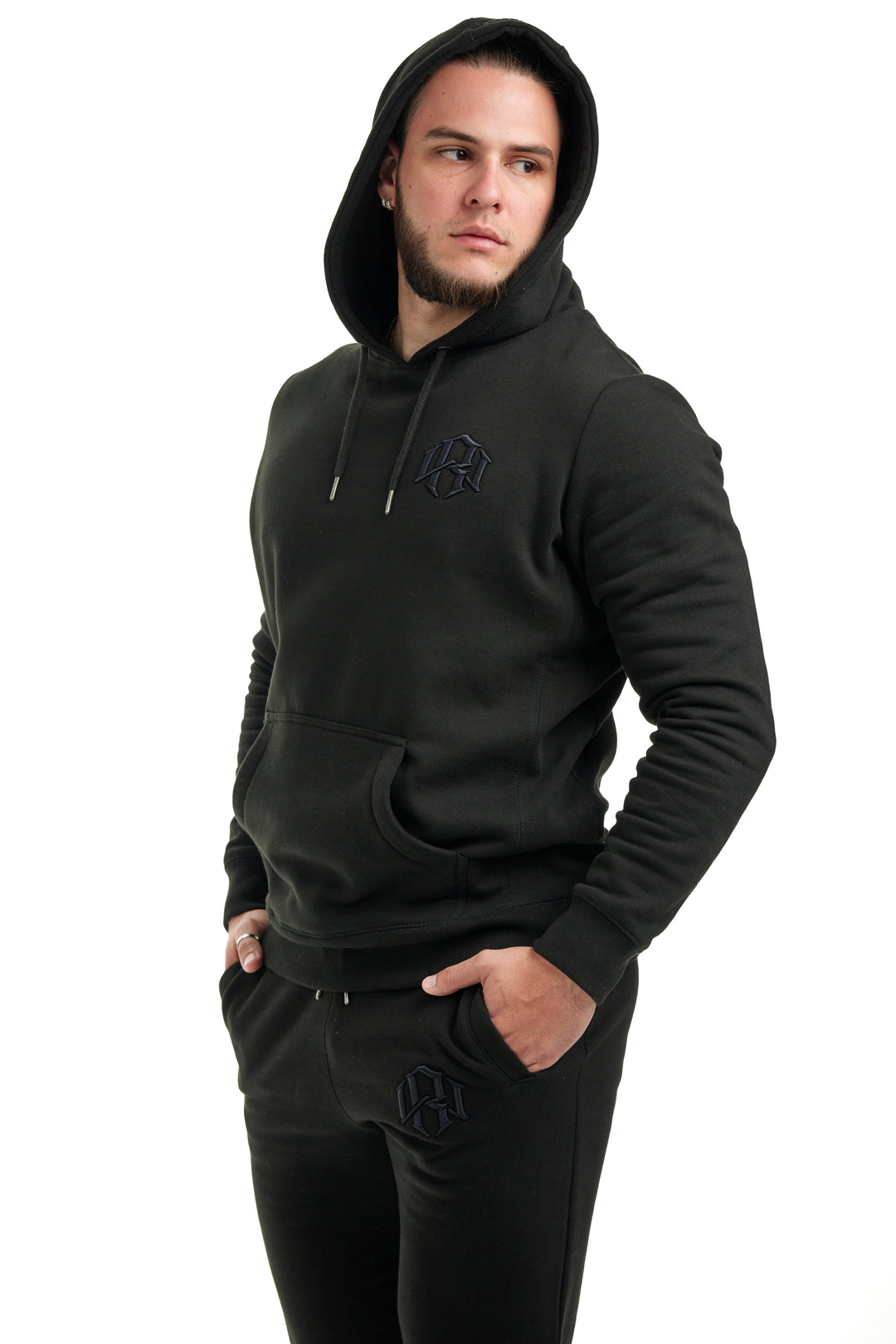 R. W LOGO HOODIE BLACK by RENOWNED WEAR - HOODIE available at RENOWNED WEAR 