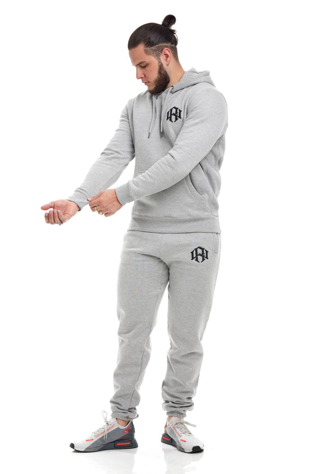R. W LOGO HOODIE HEATHER GREY by RENOWNED WEAR - HOODIE available at RENOWNED WEAR 