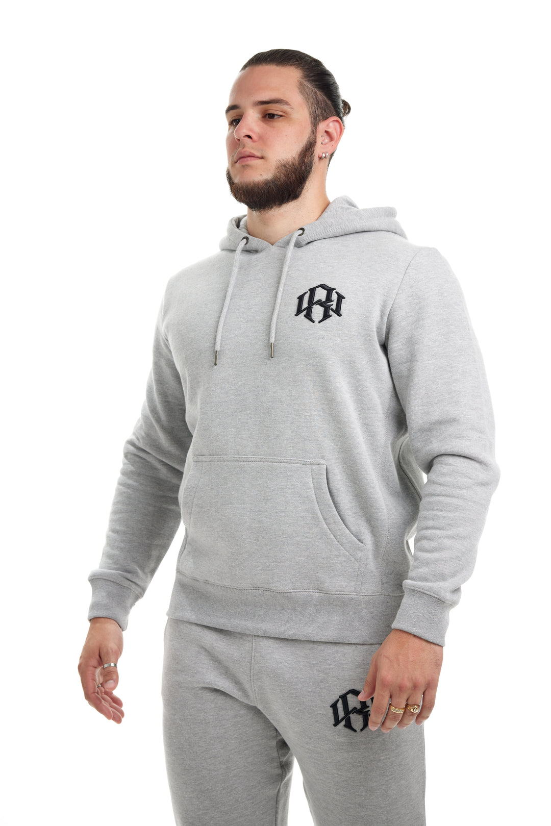R. W LOGO HOODIE HEATHER GREY by RENOWNED WEAR - HOODIE available at RENOWNED WEAR 