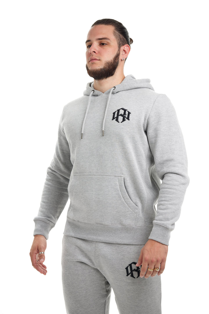 R. W LOGO HOODIE HEATHER GREY by RENOWNED WEAR - HOODIE available at RENOWNED WEAR 