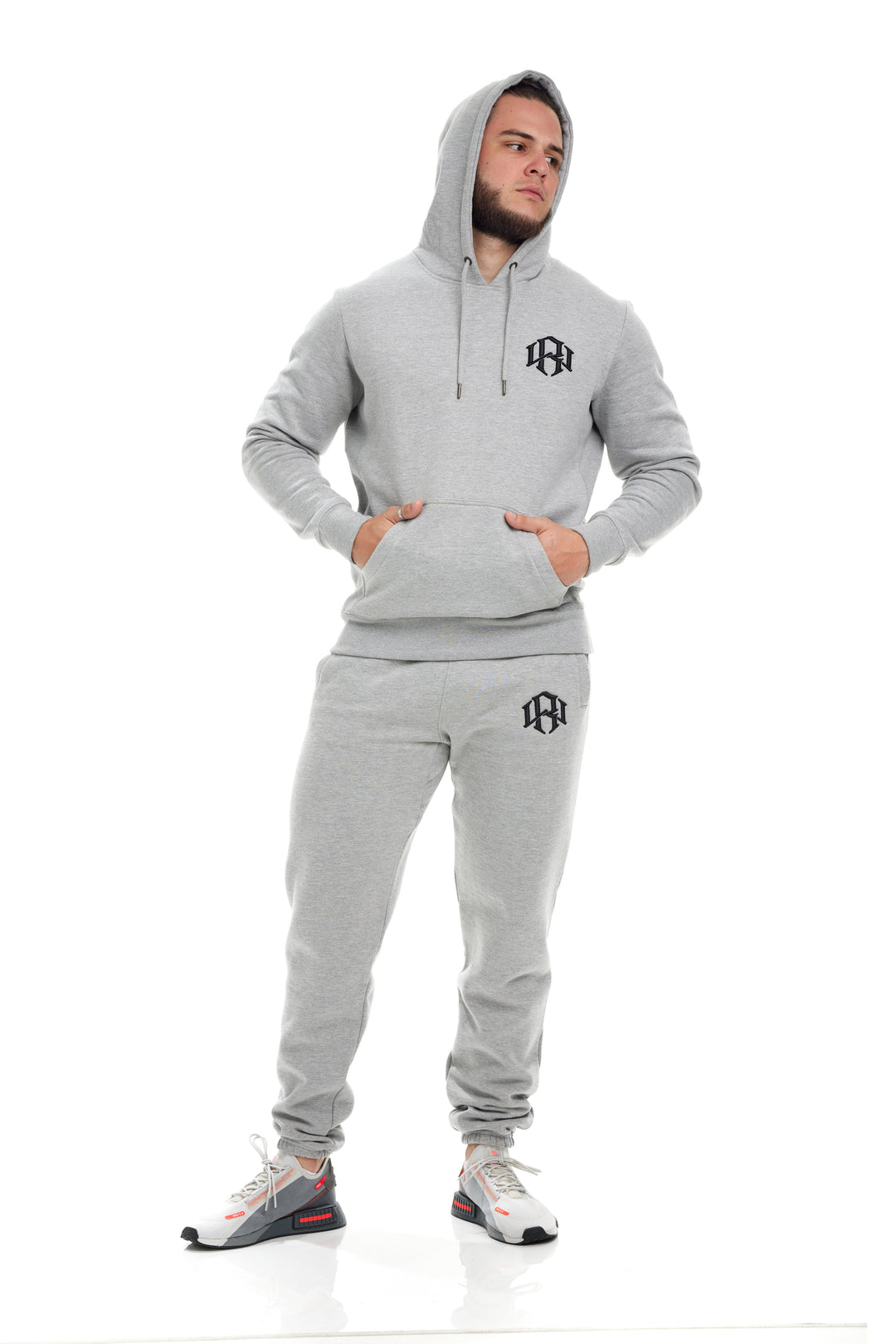 R. W LOGO HOODIE HEATHER GREY by RENOWNED WEAR - HOODIE available at RENOWNED WEAR 