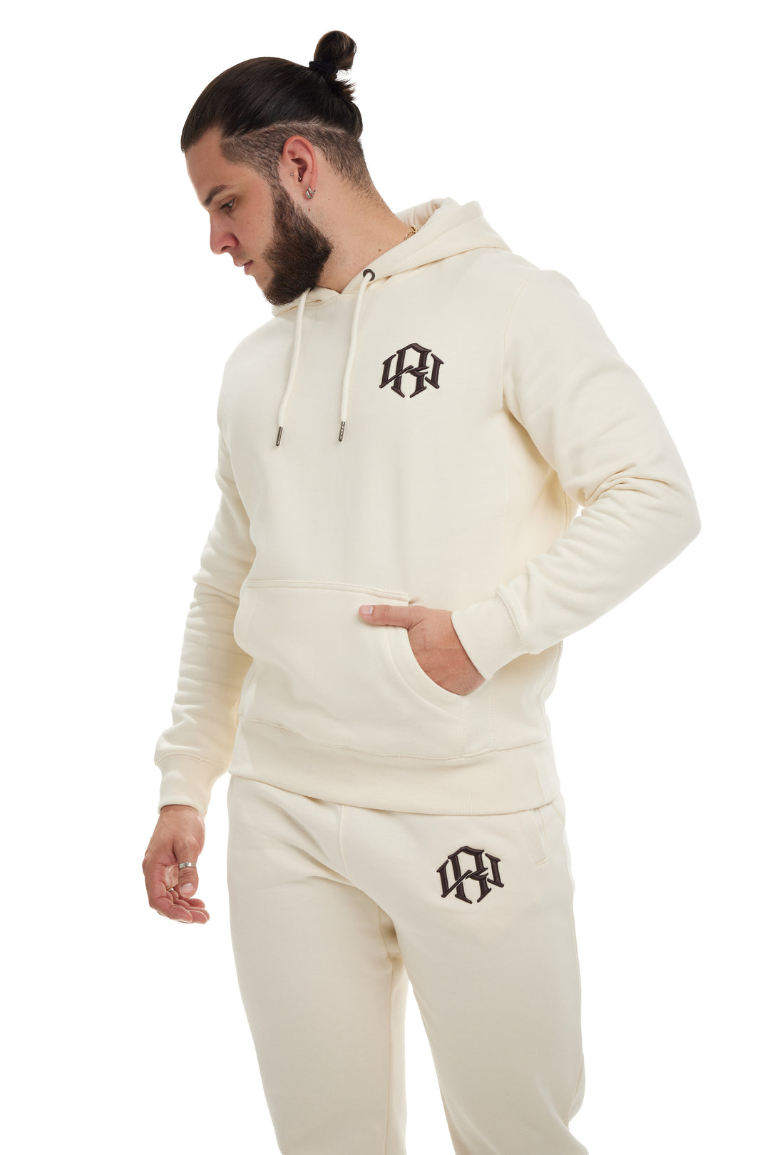 R. W LOGO HOODIE CREAM by RENOWNED WEAR - HOODIE available at RENOWNED WEAR 