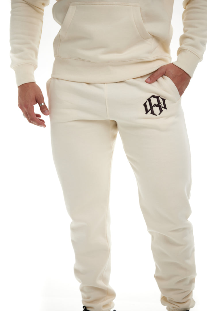 R. W LOGO SWEATPANTS CREAM by RENOWNED WEAR  - SWEATPANT available at RENOWNED WEAR 