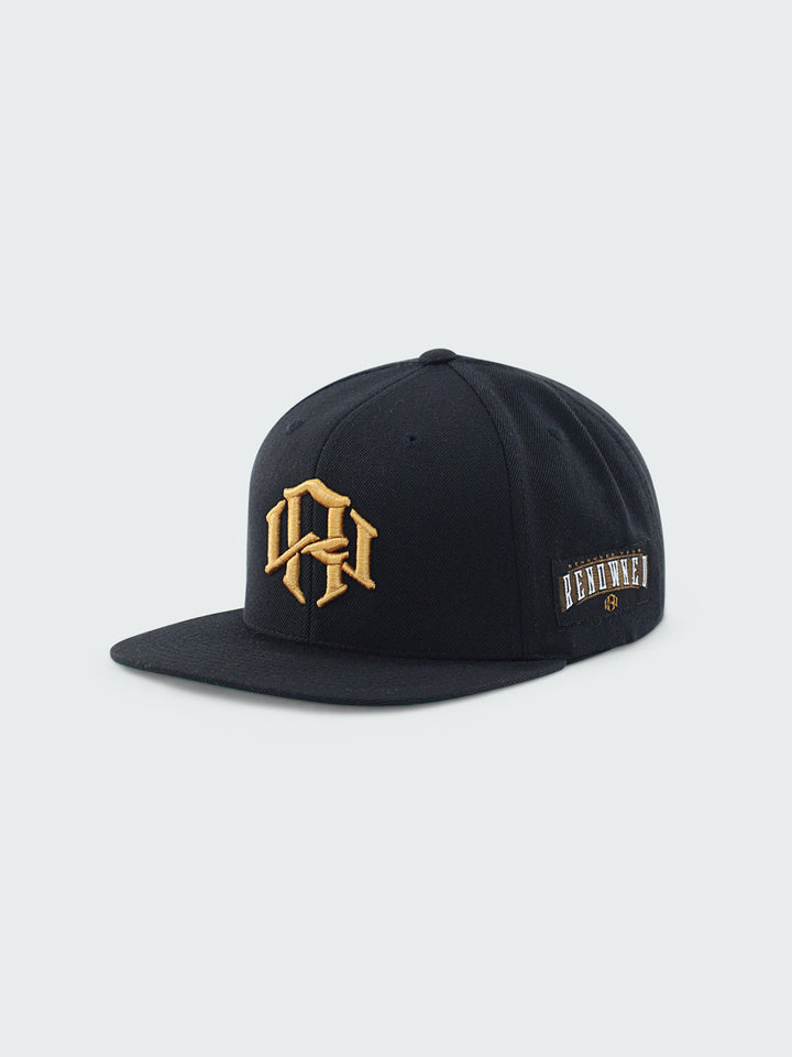 R. W MONOGRAM SNAPBACK BLACK-GOLD by RENOWNED WEAR - HATS available at RENOWNED WEAR 