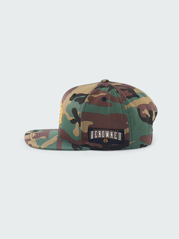 R. W MONOGRAM SNAPBACK CAMO-GOLD by RENOWNED WEAR - HATS available at RENOWNED WEAR 